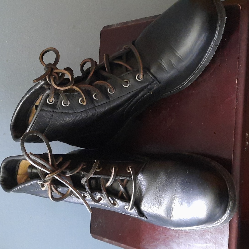 Frye Vintage Tyler Black Leather  Lace Up Combat Boots Women's Size 9.5